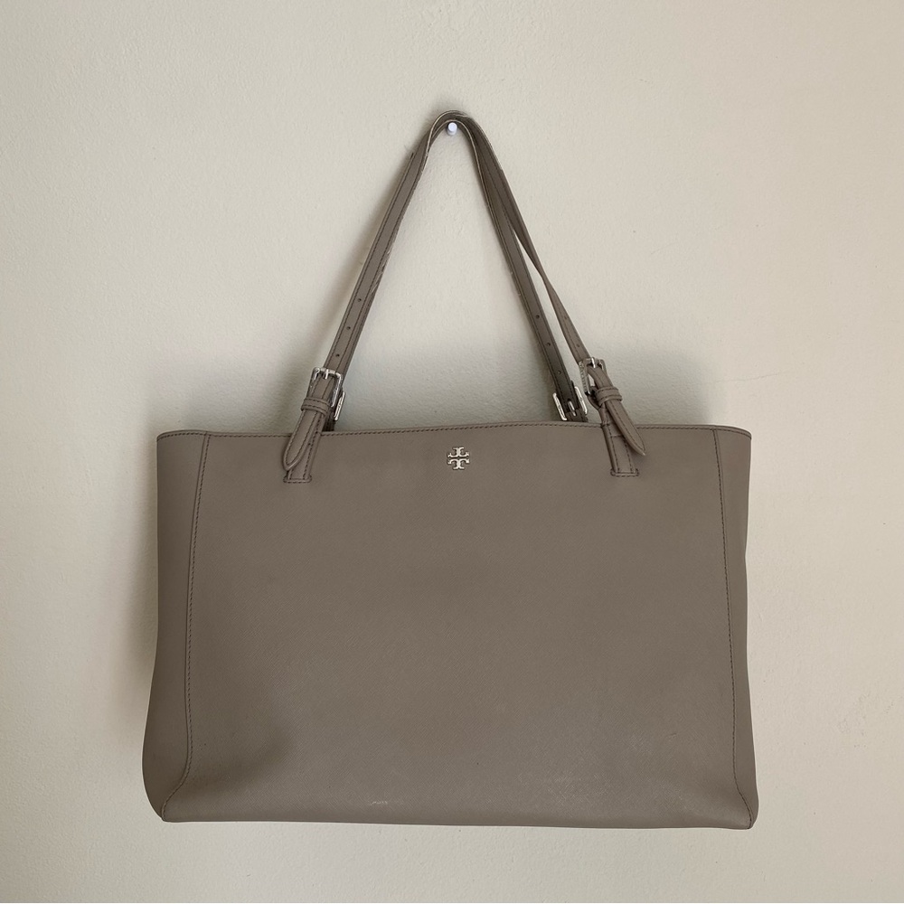 Tory Burch York Tote French Grey Saffiano Leather